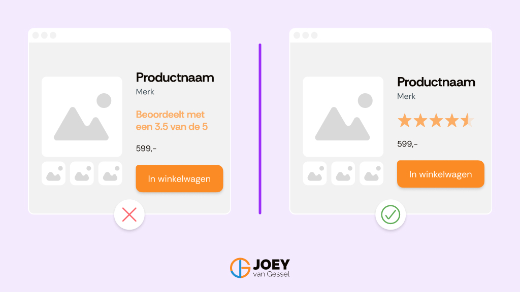 Gebruik sterren ★ in plaats van cijfers voor productbeoordelingen