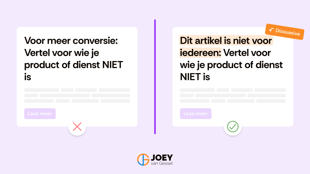 Dit artikel is niet voor iedereen: Vertel voor wie je product of dienst NIET is