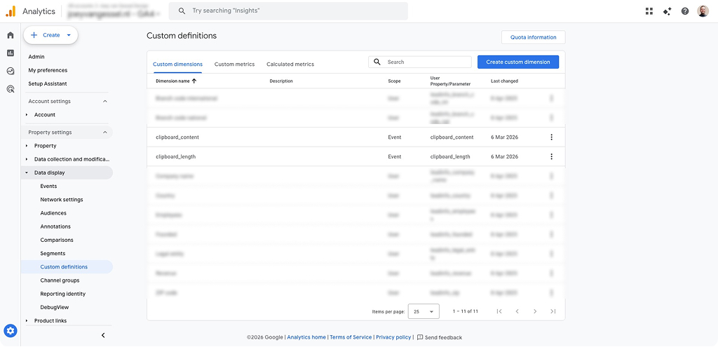 copy paste tracker aangepaste dimensies in ga4