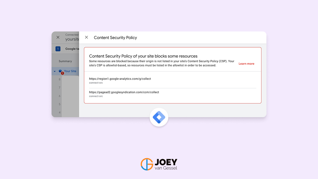 “Content Security Policy of your site blocks some resources” in GTM – Wat betekent dit en hoe fix je het?