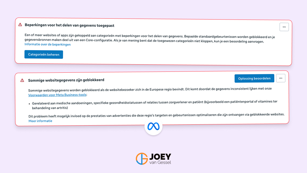 Beperking voor het delen van gegevens in Meta oplossen